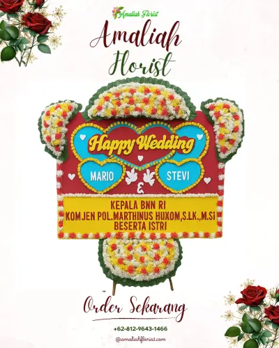 Karangan Papan Bunga Pernikahan di Tiga